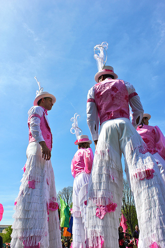 photo of a stilt walking troupe at the 2012 National Cherry Blossom Festival Parade